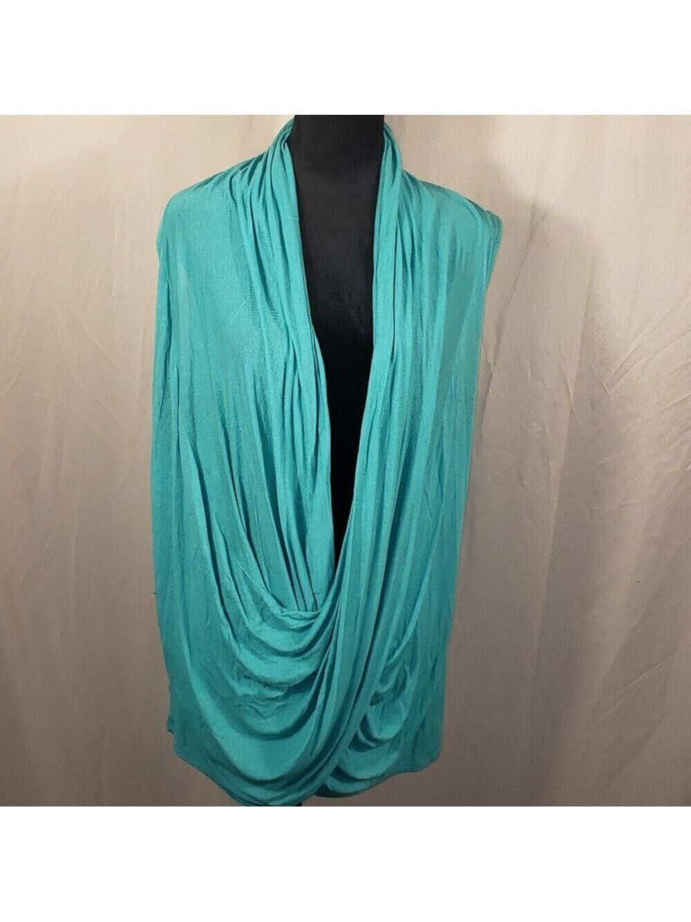 Ginger G Teal Sleeveless Draped Top, Size One Size